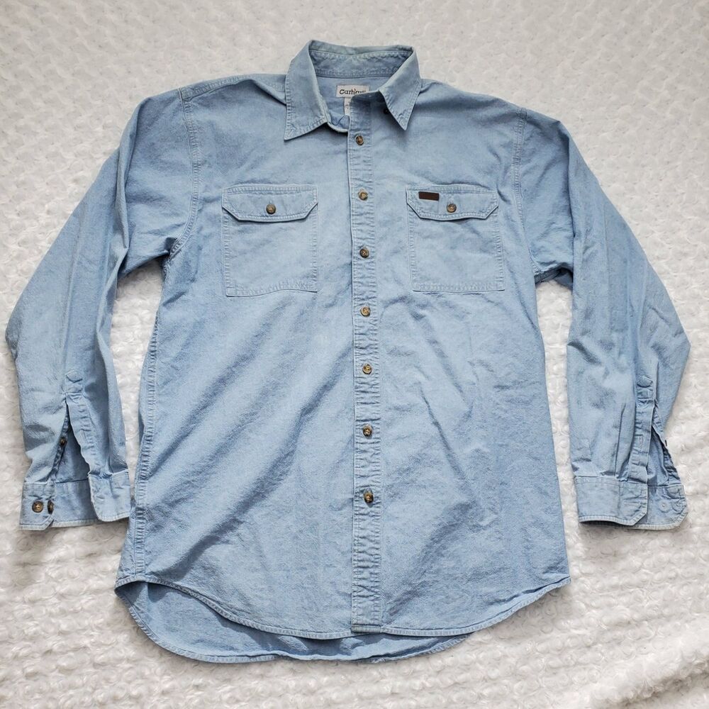 Carhartt Button-Up Mens L Blue Long Sleeve Workwear